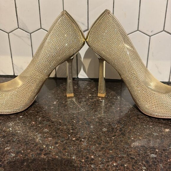 Steve Madden Martina-R- gold rhinestones size 8w- stunning sparkling heels - Picture 5 of 8